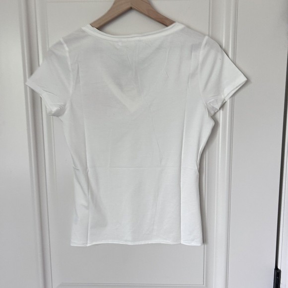NWT Juicy Couture Sz Small Smile Cotton Modal V-Neck Short Sleeve White T Shirt - Picture 5 of 7